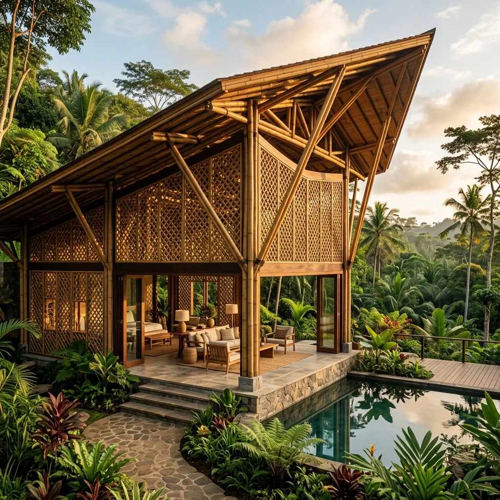 Eco-friendly bamboo roof truss construction and framing