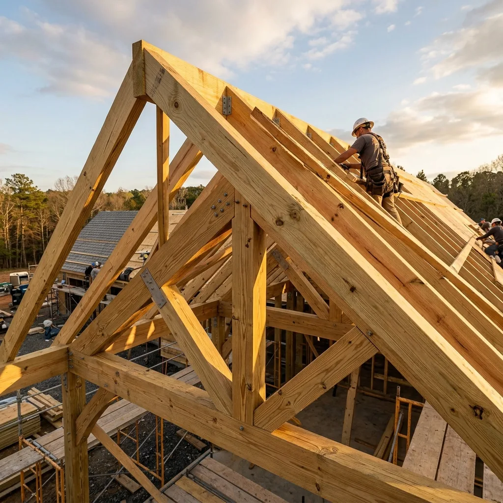 EcoNova Roofing structural timbers under construction